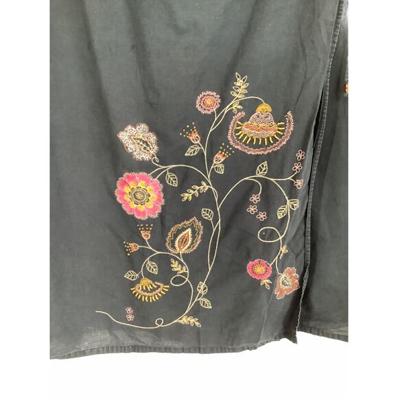 Unbranded Black Embroidered Midi Wrap Skirt - Picture 2 of 7